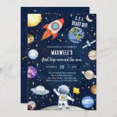 Invitation Outer Space Planets Astronaut Boy Birthday (Devant / Derrière)