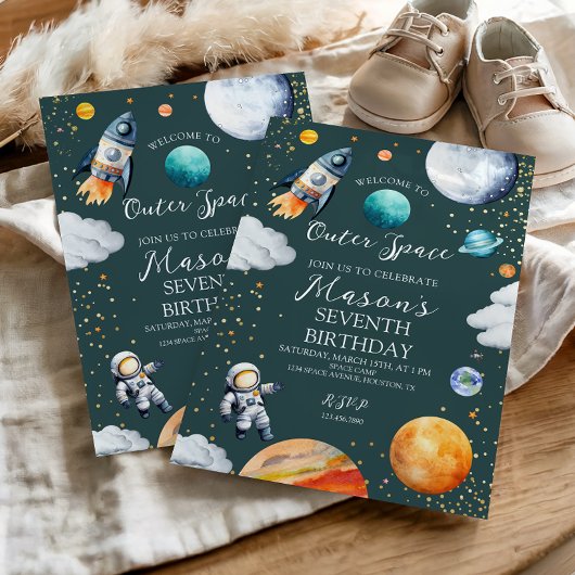 Invitation Outer Space Rocket & Astronaut Kids Birthday Party