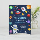 Invitation Outer Space Rocket Ship Astronaut Galaxy Birthday  (Debout devant)