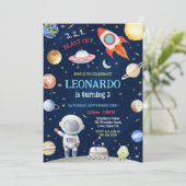 Invitation Outer Space Rocket Ship Astronaut Galaxy Birthday  (Debout devant)