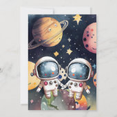 Invitation Outerspace Planètes Twin Boys Baby shower (Dos)