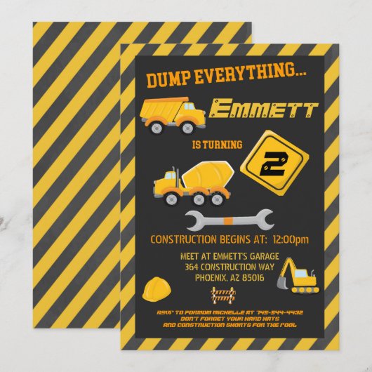 Invitation Outils de construction Boy Birthday Party Invitati (Devant / Derrière)