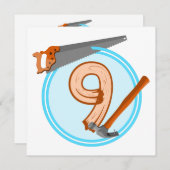 Invitation Outils de construction garçon de 9 ans conception  (Devant / Derrière)