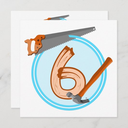 Invitation Outils de construction pour garçon de 6 ans concep (Devant / Derrière)