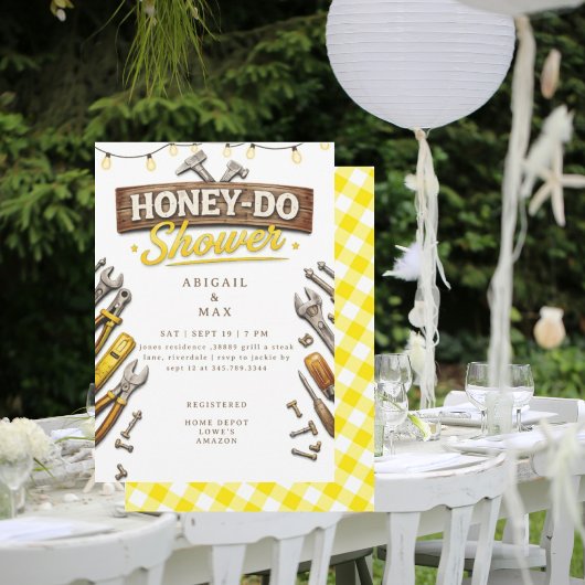 Invitation Outils de couples de miel jaune Fais douche de mar