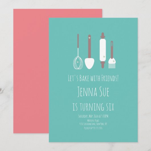 Invitation Outils d'invitation de fête d'anniversaire de pâti (Devant / Derrière)