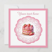 Invitation Ouverture de gâteau rose boulangerie ou toute acti (Devant)