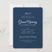 Invitation Ouverture d'entreprise Simple Monogramme Marine (Devant)