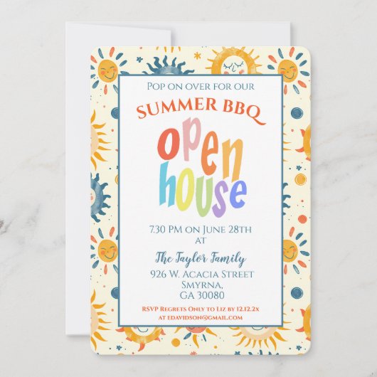 Invitation Ouverture d'été Sunshine (Devant)