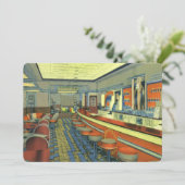 Invitation Ouverture douce de restaurant ou diner rétro (Debout devant)