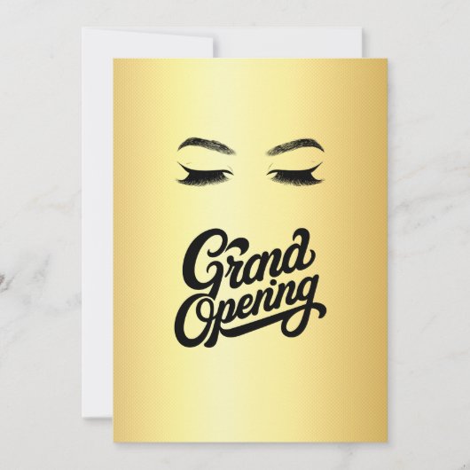 Invitation Ouverture du Salon de Beauté Golden Lashes & Brows (Devant)