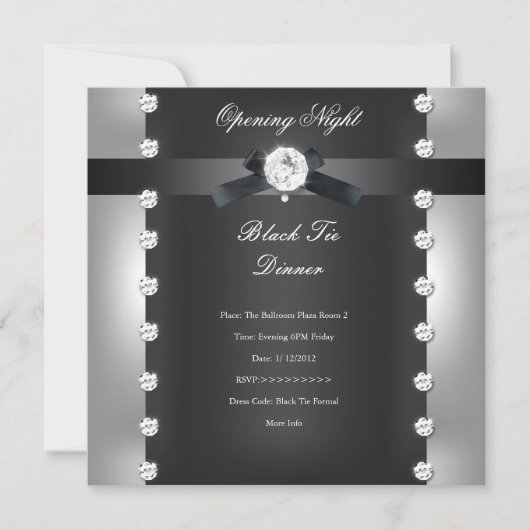 Invitation Ouverture Entreprise Formel Noir Argent (Devant)
