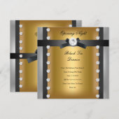 Invitation Ouverture Entreprise Formel Or noir (Devant / Derrière)