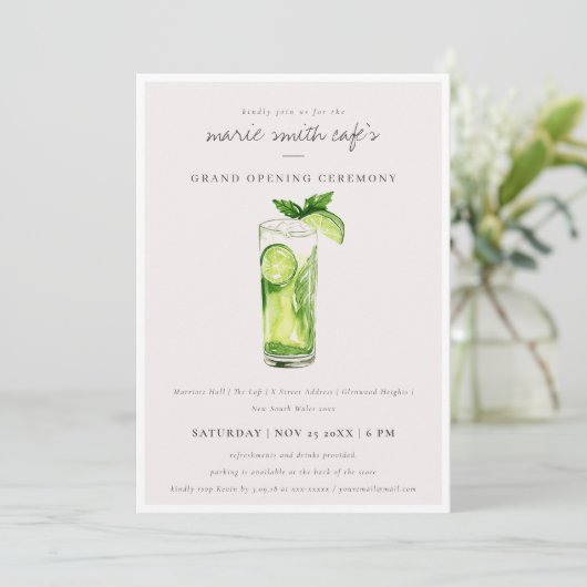Invitation Ouverture grandiose Chic Boisson Citron Mignon Ver (Debout devant)