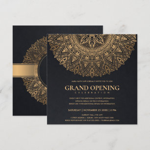 INVITATION OUVERTURE GRANDIOSE CLASSIQUE MANDALA ORNÉ OR NOIR