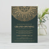 Invitation OUVERTURE GRANDIOSE MANDALA ORNÉ CLASSIQUE OR vert (Debout devant)