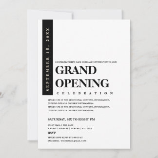 Invitation Ouverture grandiose minimaliste moderne noir et bl