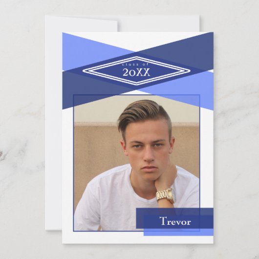 Invitation Ouverture moderne Blue Geometry Grad (Devant)