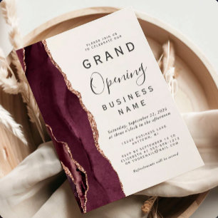 Invitation Ouverture officielle Bourgogne Rose Gold Agate