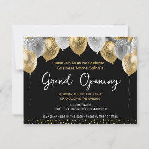 Invitation Ouverture officielle d'entreprise Or et Noir