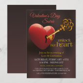 Invitation Ouvrez sa partie de Saint-Valentin de coeur (Devant / Derrière)