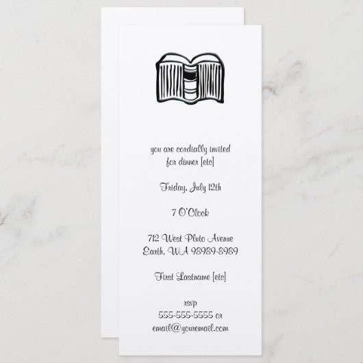 Invitation Ouvrir un livre (Devant / Derrière)