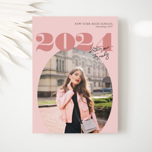 Invitation Oval Bold Classe moderne de 2024 Diplôme Photo