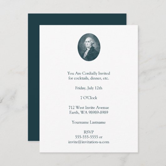 Invitation Oval du Portrait de George Washington (Devant / Derrière)