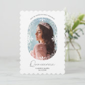 Invitation Oval Flourish Spanish Chic Photo Quinceañera (Debout devant)