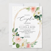 Invitation Oval Géométrique Blush rose Floral Couples Douche (Devant)