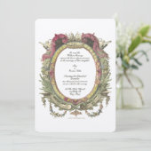 Invitation ovale baroque rococo à motifs floraux e (Debout devant)