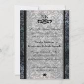 Invitation ovale de mariage de Goth de damassé (Devant)