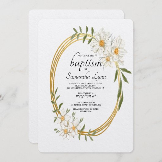 Invitation ovale dorée (Devant / Derrière)