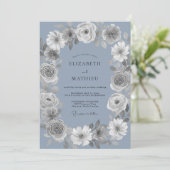 Invitation Ovale Floral Periwinkle Romance Mariage (Debout devant)