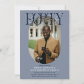 Invitation Ovale moderne photo et signature 40e anniversaire (Devant)
