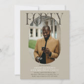 Invitation Ovale moderne photo et signature 40e anniversaire (Devant)