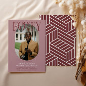 Invitation Ovale moderne photo et signature 40e anniversaire