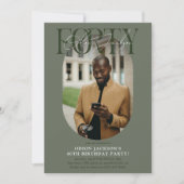Invitation Ovale moderne photo et signature 40e anniversaire (Devant)