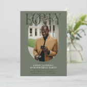 Invitation Ovale moderne photo et signature 40e anniversaire (Debout devant)