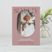 Invitation Ovale moderne photo et signature 70e anniversaire (Debout devant)