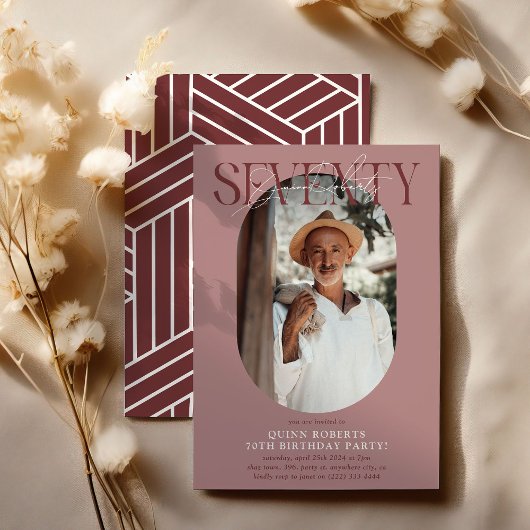 Invitation Ovale moderne photo et signature 70e anniversaire