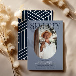Invitation Ovale moderne photo et signature 70e anniversaire<br><div class="desc">Moderne et élégant 70e anniversaire Invitation. Design présente une photo ovale de la fille/garçon d'anniversaire, l'élégante lettre 'SEVENTY' avec le nom des personnes dans le script signature sur le dessus et un simple modèle de fête d'anniversaire qui est facile à customiser avec vos propres détails. Les couleurs peuvent également être...</div>