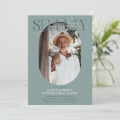 Invitation Ovale moderne photo et signature 70e anniversaire (Debout devant)