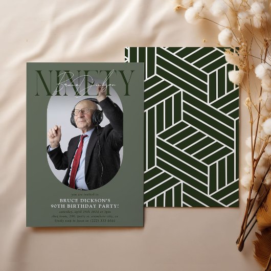 Invitation Ovale moderne photo et signature 90e anniversaire