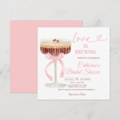 Invitation ove Is Brewing Bridal Shower Coffee Martini Theme (Devant / Derrière)