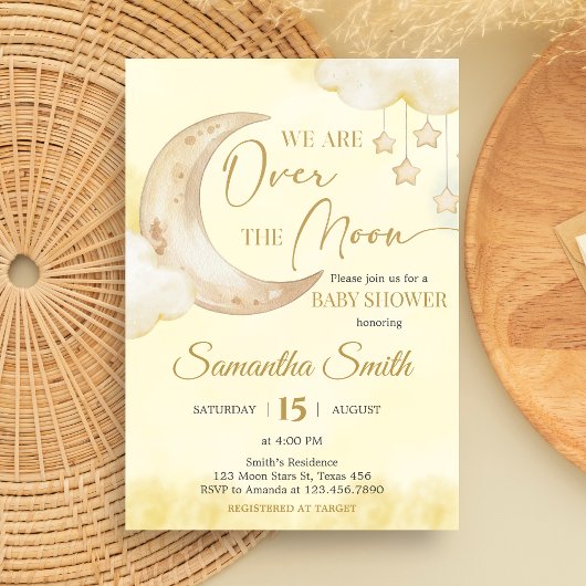 Invitation Over the Moon Baby Shower 