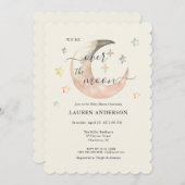 Invitation Over The Moon Boho Celestial Baby shower (Devant / Derrière)