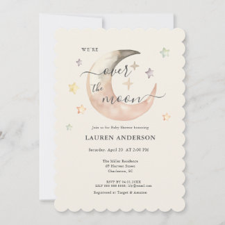 Invitation Over The Moon Boho Celestial Baby shower