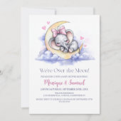 Invitation Over the Moon Girl Elephant Baby Shower (Devant)