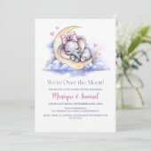 Invitation Over the Moon Girl Elephant Baby Shower (Debout devant)
